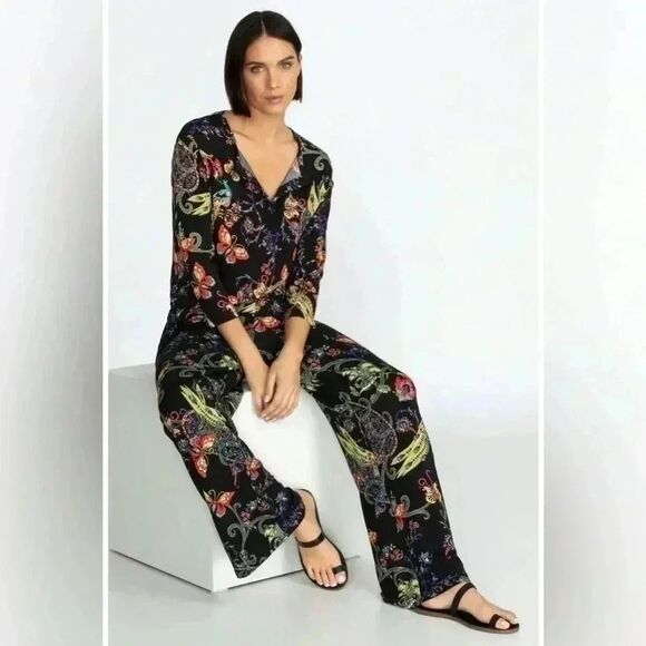 Johnny Was Pottery Wide Leg Pant Multi Butterfly Pattern Size Small NWOT